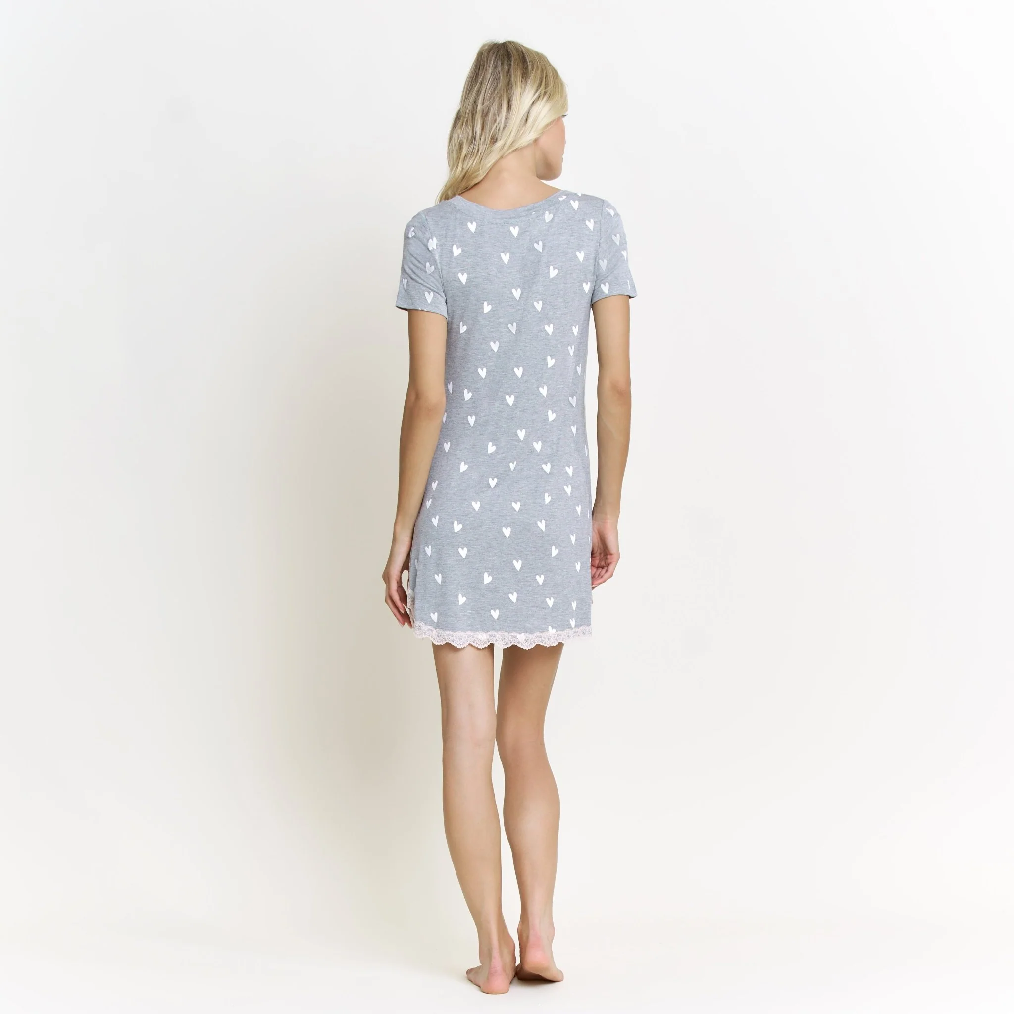All American Sleepshirt In Heather Grey Hearts - Image 4