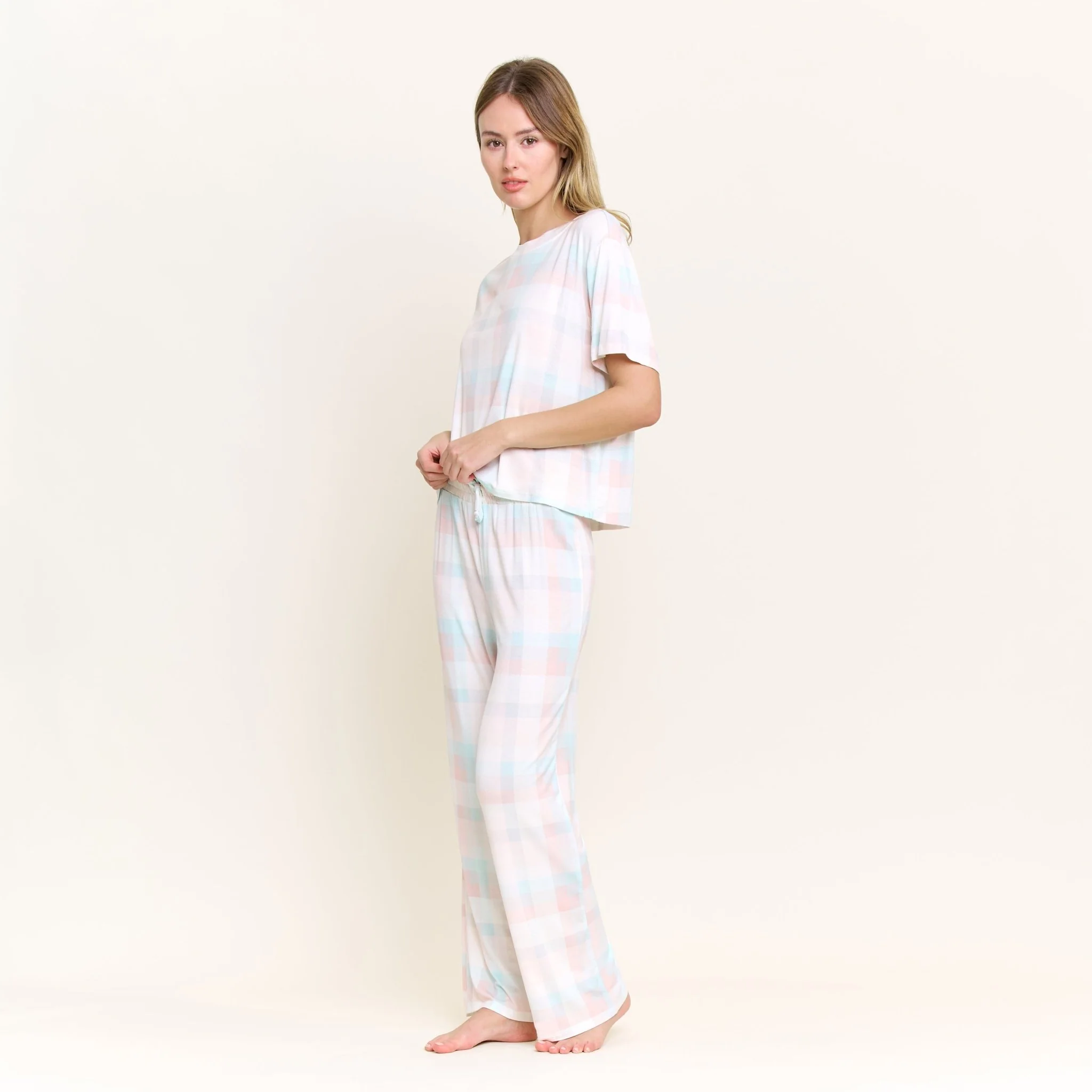 All American Tee Pant Set in Bridal Check - Image 5