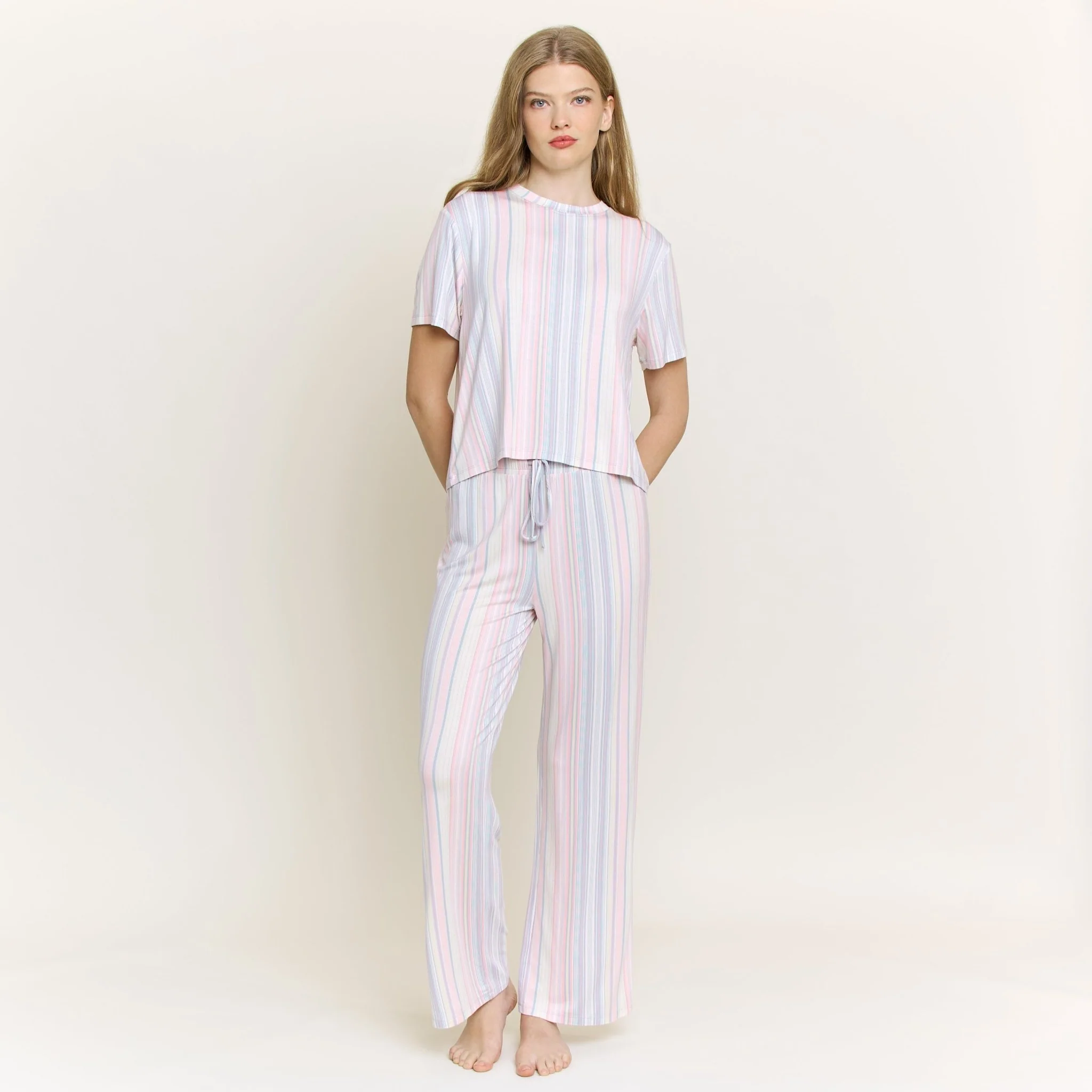 All American Tee Pant Set in Dew Multi Stripe