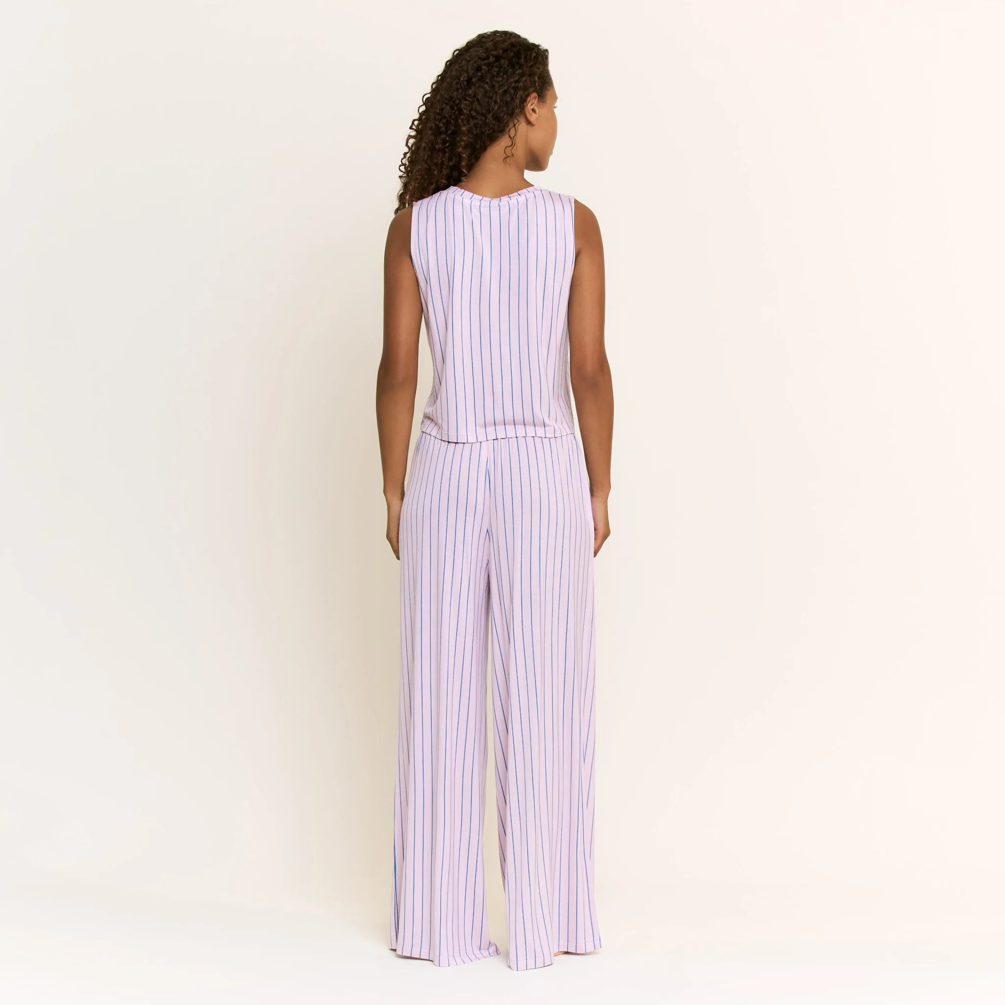 All American V Tank Pant Set in Lilac Dew Pin Stripe - Image 4