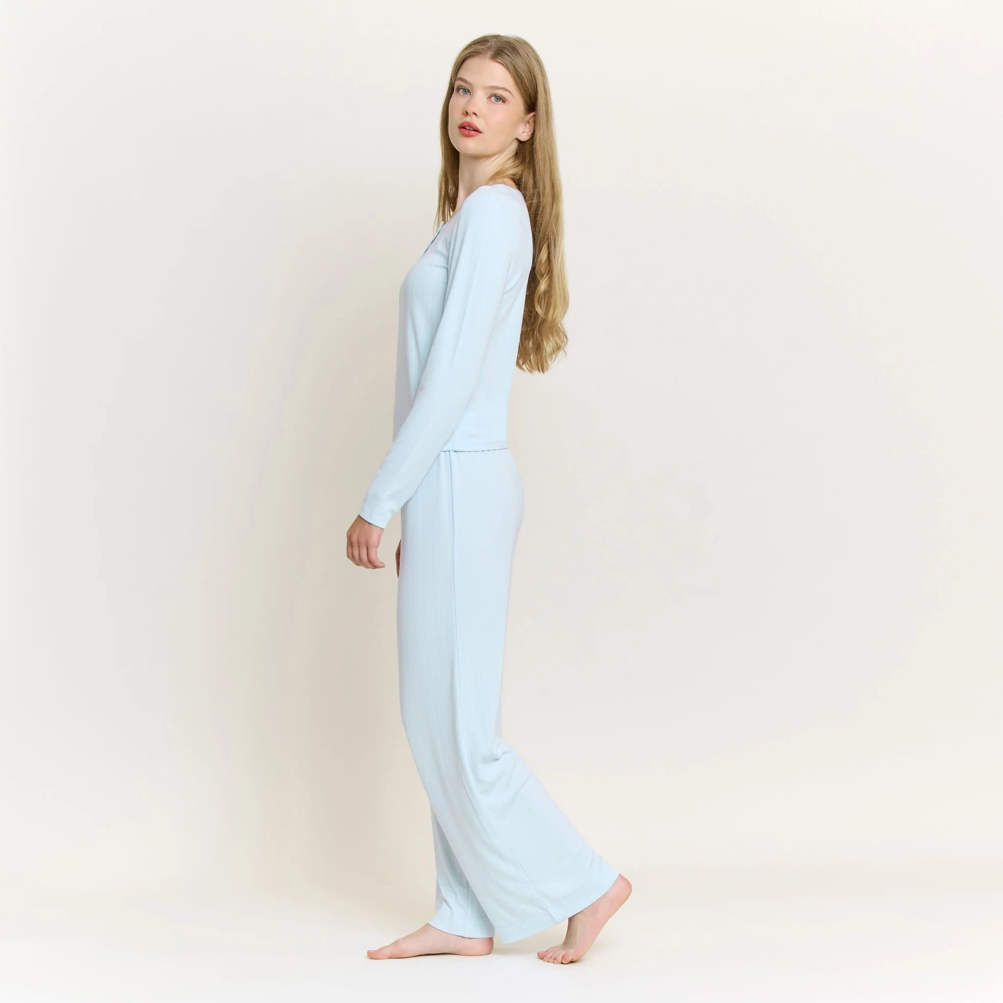 Blissful Long Henley Set in Dreamy - Image 3