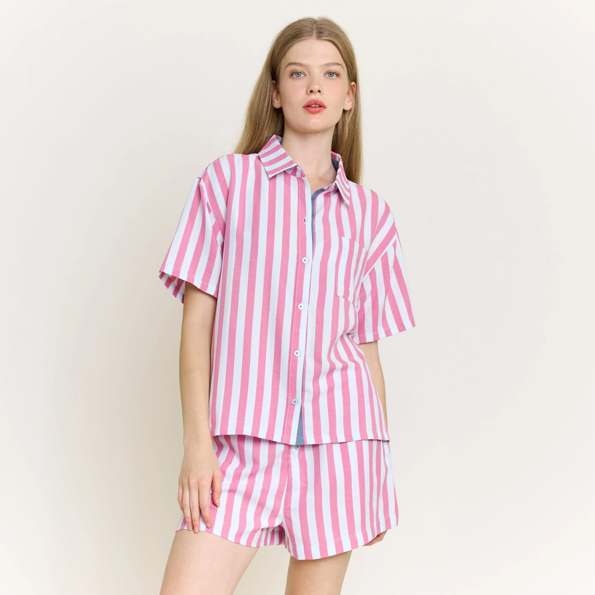 Brunch Date Shortie PJ Set in Drift Stripe