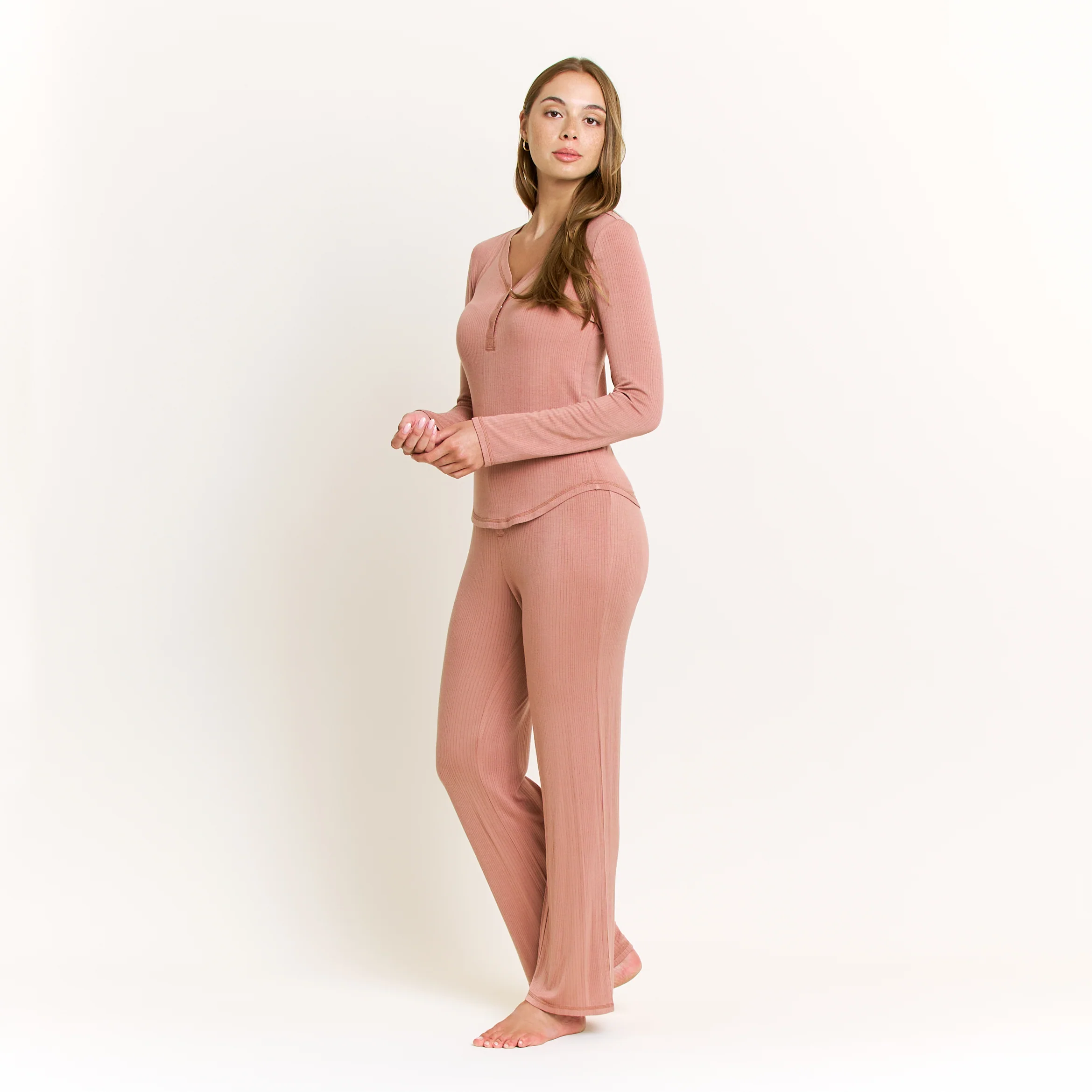 Dreamland Long Henley Set in Hazel - Image 3