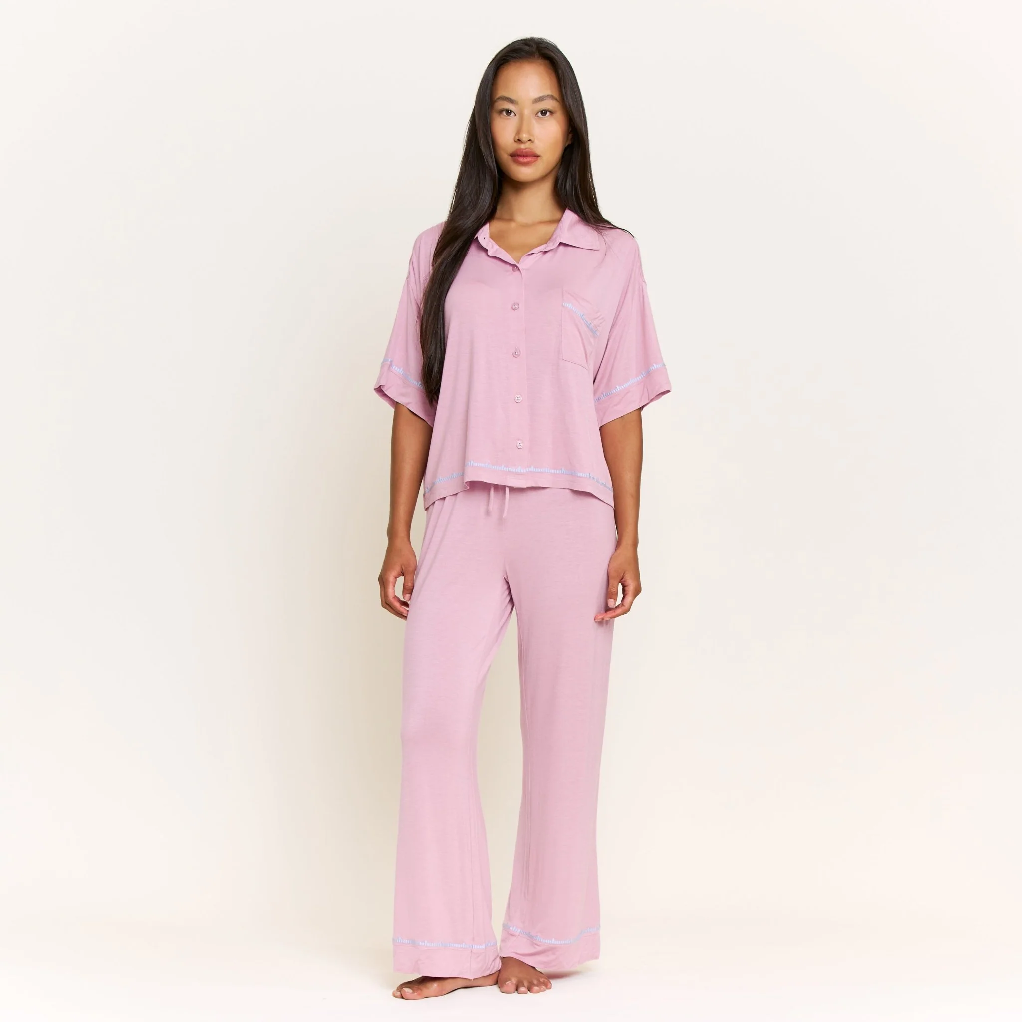 Sweet Solstice Short Sleeve PJ Set in Iris Bloom