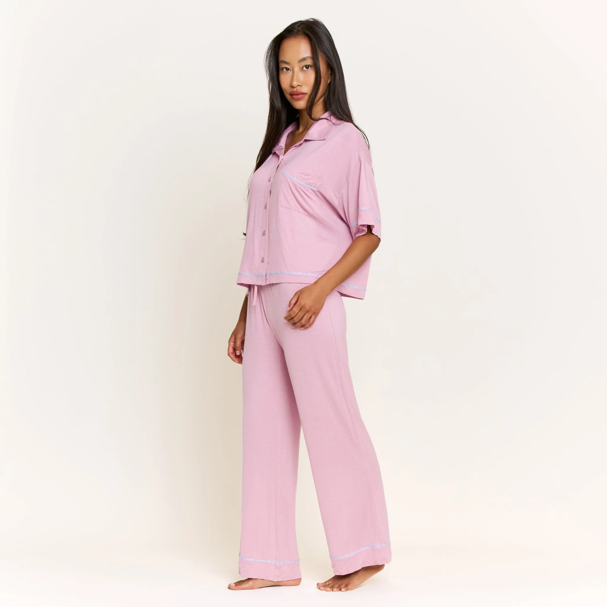 Sweet Solstice Short Sleeve PJ Set in Iris Bloom - Image 2